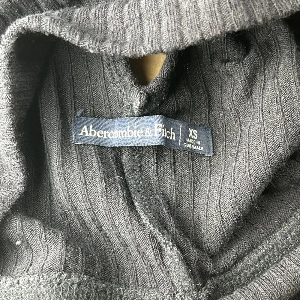 Abercrombie & Fitch Ribbed Crop Tank Top Womens XS Navy Mock Neck GC - Picture 6 of 7